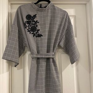 Zara Plaid High-Neck Dress